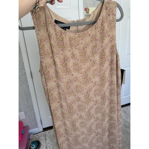 NWT Cynthia Howie Maggi Boutique Maxi Sheath Silk Dress Size 14 Tan Pink - Picture 11 of 12
